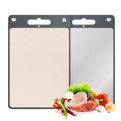 Schneidebrett Edelstahl Schneidebrett Groß Doppelseitiges Schneidebretter Edelstahl Weizenstroh PP Cutting Board Chopping Board mit Griff für Küche Schneidebrett Edelstahl Schneidebrett Groß Doppelseitiges Schneidebretter Edelstahl Weizenstroh PP Cutting Board Chopping Board mit Griff für Küche von KUKKUME