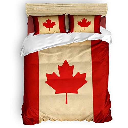 3pcs Duvet Cover Set Canada Flag Various Countries Flag Duvet Cover Set Warm and Comfortable Bedding Set Bed Sheet Pillowcases Cover Set 260*220cm 120x86in von KUKUALE