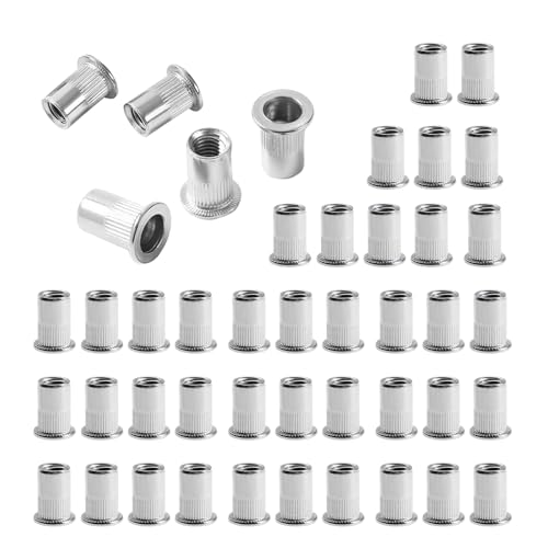 42pcs M8 Nietmuttern Edelstahl,Blindnietmuttern,Flachkopf Nietmuttern,Flachkopf Nietmuttern,Befestigung Nietmuttern Set Verwendet für Metallplatten von KUKUJIWA
