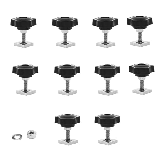 KUKUJIWA 10 sets T-Nut Nutensteine M6x35mm,20x20x4mm T-Nut Adapter, Sterngriffmuttern & Unterlegscheiben – kompatibel mit Dachträger, Relingträger, Fahrradträger & Schiene KUKUJIWA 10 sets T-Nut Nutensteine M6x35mm,20x20x4mm T-Nut Adapter, Sterngriffmuttern & Unterlegscheiben – kompatibel mit Dachträger, Relingträger, Fahrradträger & Schiene von KUKUJIWA