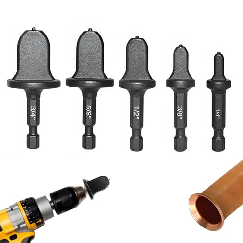Klimaanlagen-Bördelwerkzeug 1/4“, 5/8“, 1/2“, 3/8“, 3/4", Kupferrohr-Expander 5-teilig, Rohr-Expander mit Stahlkugellager und Sechskantgriff für Harte und Weiche Materialien von KUKUPOW