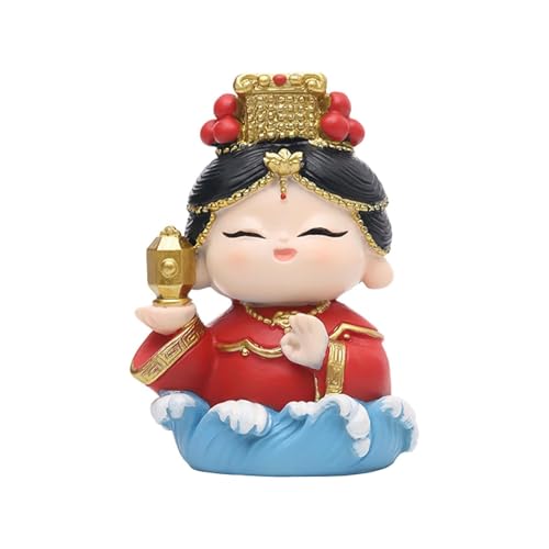 KUKUUU Sammelstatue Mazu Mutter Göttin Skulptur Zuhause Tischdeko Geschenk (Wellenbasis) von KUKUUU