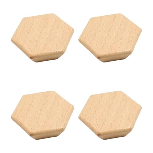 KUKUUU Schubladengriffe, Schrankknäufe, Möbeltürgriff, Dekoration (Buchenholz, Sechseck, 6,5 x 6 x 2 cm), 4 Stück von KUKUUU