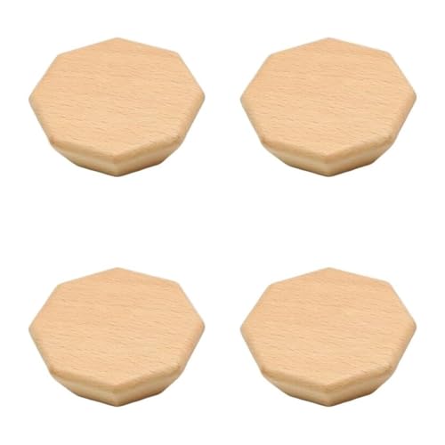 KUKUUU Schubladengriffe, Schrankknäufe, Möbeltürgriff, Dekoration (Buchenholz, achteckig, 6 x 6 x 2 cm), 4 Stück von KUKUUU