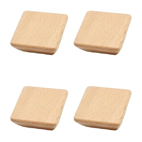 KUKUUU Schubladengriffe, Schrankknäufe, Möbeltürgriff, Dekoration (Buchenholz, quadratisch, 4,2 x 4,2 x 2 cm), 4 Stück von KUKUUU