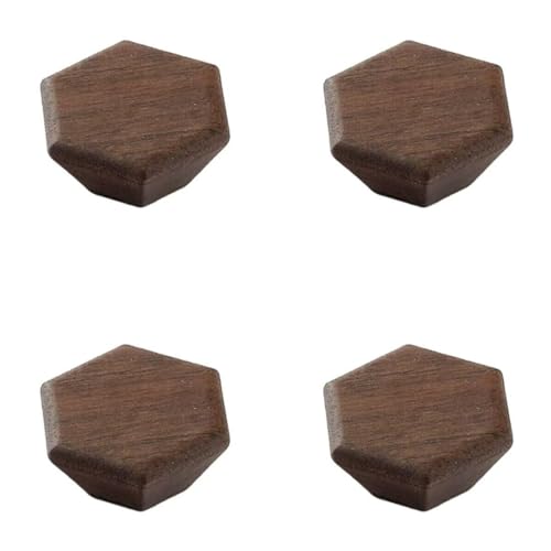 KUKUUU Schubladengriffe, Schrankknäufe, Möbeltürgriff, Dekoration (Walnussholz, Sechseck, 4,3 x 4 x 2 cm), 4 Stück von KUKUUU