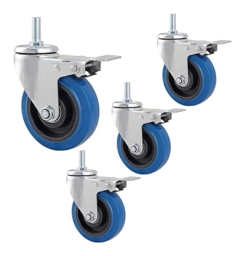 M12-Räder, Lenkrollen, Gummi-Möbelrollen (Farbe: mit Bremse, Größe: 75 mm) von KUKUUU