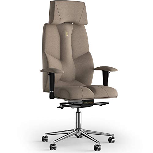 KULIK SYSTEM Ergonomischer Bürostuhl - Komfort & Verstellbarer Stuhl mit Rücken-, Lenden- & Wirbelsäulenstütze |Patentiertes Rücken- & Nackenentlastungsdesign| Business Azure - Karamell von KULIK SYSTEM