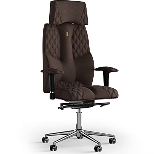 KULIK SYSTEM Ergonomischer Bürostuhl - Komfort & Verstellbarer Stuhl mit Rücken-, Lenden- & Wirbelsäulenstütze |Patentiertes Rücken- & Nackenentlastungsdesign| Business Azure - Braun Design Textur von KULIK SYSTEM