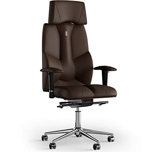 KULIK SYSTEM Ergonomischer Bürostuhl - Komfort & Verstellbarer Stuhl mit Rücken- & Lendenwirbelstütze |Patentiertes Rücken- & Nackenschmerzlinderungsdesign| Business Eco Leder - Schokolade von KULIK SYSTEM