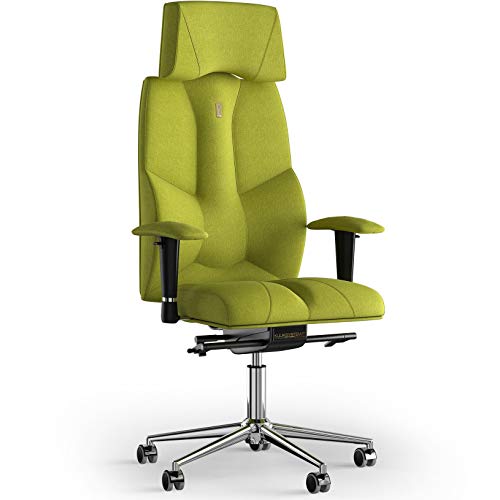 KULIK SYSTEM Ergonomischer Bürostuhl - Komfort & Verstellbarer Stuhl mit Rücken-, Lenden- & Wirbelsäulenstütze |Patentiertes Rücken- & Nackenentlastungsdesign| Business Azure - Olive von KULIK SYSTEM