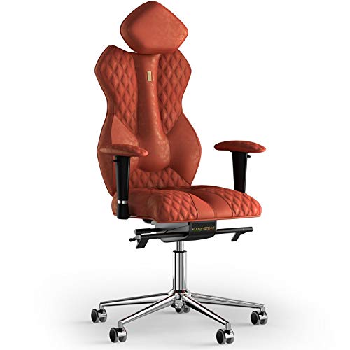 KULIK SYSTEM Ergonomischer Bürostuhl - Komfort & verstellbar mit Rücken-, Lenden- & Wirbelsäulenstütze |Patentiertes Rückenentlastungsdesign| ROYAL Antara - Karotte Design Textur von KULIK SYSTEM