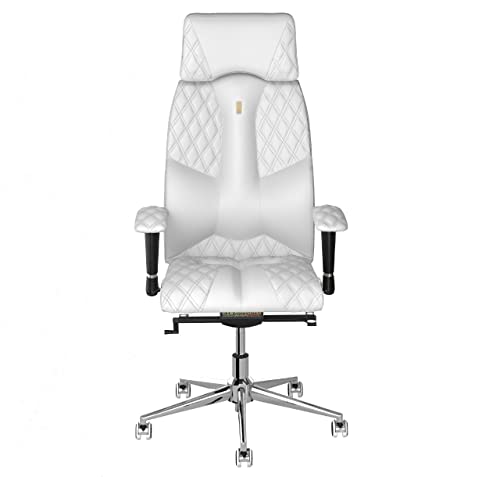 KULIK SYSTEM Ergonomischer Executive Bürostuhl - Komfort & Verstellbarer Stuhl mit Rücken- & Lendenwirbelstütze für Lange Arbeitsstunden |Patentiertes Design| Business Echtleder - Weißer Design von KULIK SYSTEM