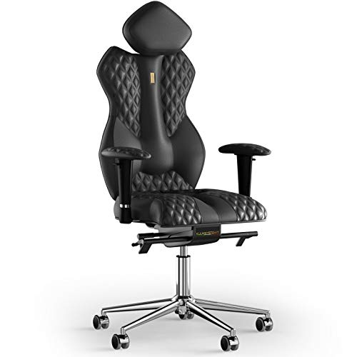KULIK SYSTEM Ergonomischer Executive Bürostuhl - Komfort & Verstellbarer Stuhl mit Rücken- & Lendenwirbelstütze für Lange Arbeitsstunden |Patentiertes Design| ROYAL Echtleder - Schwarz Design von KULIK SYSTEM
