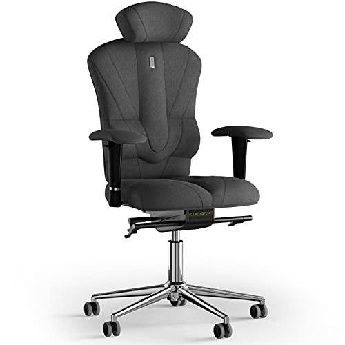 KULIK SYSTEM Ergonomischer Bürostuhl - Komfort & Verstellbarer Stuhl mit Rücken-, Lenden- & Wirbelsäulenstütze |Patentiertes Rücken- & Nackenschmerzlinderungsdesign| Victory Azure - Grau von KULIK SYSTEM