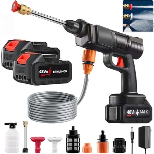 Akku Hochdruckreiniger, Mobile Kabelloser Hochdruckreiniger Akku mit 6-In-1 Multifunktionale, 48V 60Bar, 5M Schlauch, Akku Druckreiniger für Autos,Terrasse, Garten, Fenste Akku Hochdruckreiniger, Mobile Kabelloser Hochdruckreiniger Akku mit 6-In-1 Multifunktionale, 48V 60Bar, 5M Schlauch, Akku Druckreiniger für Autos,Terrasse, Garten, Fenste von KUMAIGO