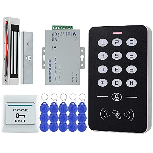 FTes RFKits Kit di Controllo Accessi Porta RFID Tastiera 1000 Utenti con Alimentatore con Serratura Magnetica Elettrica da 180kg con 15 Chiavi von KUMU