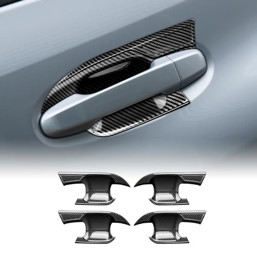KUNGKIC Auto AußenTürgriff Rahmen Abdeckung Trimmen Türklinke Türschüssel Aufkleber Dekorative Compatible with Subaru Crosstrek 2024 2025 Zubehör,Maßgeschneiderter ABS Kohlefaser-Muster von KUNGKIC