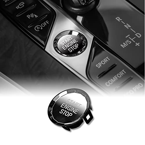 KUNGKIC Auto-Innenraumschalter-Abdeckung ABS Kristall Ein-Tasten-Motorstart-Stopp-Taste Dekorative Compatible with BMW G20 G28 Z4 G29 X5 G05 X7 G07 G14 G15 G16 Zubehör Sport Style Schwarz von KUNGKIC