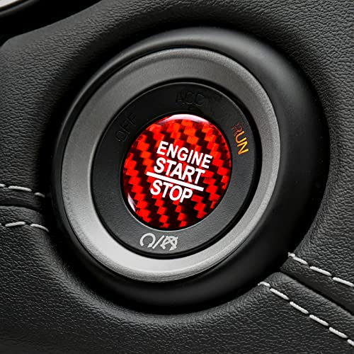 KUNGKIC Auto Motor Start Stop Taste Zündungsschalter Kohlefaser Aufkleber Dekorative Innenbereich Compatible with Dodge Challenger SRT Charger Durango Zubehör (Rot) von KUNGKIC