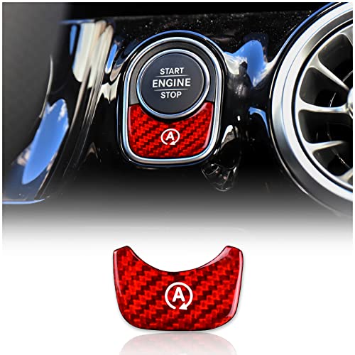 KUNGKIC Auto Motor Start Stop Taste Zündungsschalter Kohlefaser Aufkleber Dekorative Innenbereich Compatible with Mercedes Benz A Class W177 GLB X247 CLA AMG W247 Zubehör (Rot) von KUNGKIC