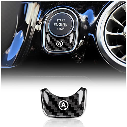 KUNGKIC Auto Motor Start Stop Taste Zündungsschalter Kohlefaser Aufkleber Dekorative Innenbereich Compatible with Mercedes Benz A Class W177 GLB X247 CLA AMG W247 Zubehör (Schwarz) von KUNGKIC