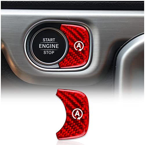 KUNGKIC Auto Motor Start Stop Taste Zündungsschalter Kohlefaser Aufkleber Dekorative Innenbereich Compatible with Mercedes Benz A Class W177 W167 W464 GLS X167 Zubehör (Rot) von KUNGKIC