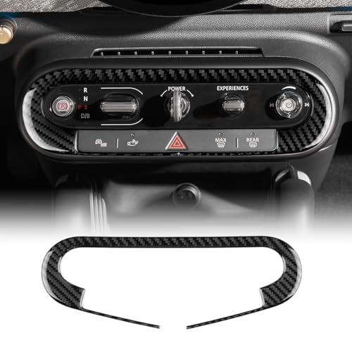 KUNGKIC Für MINI Cooper J01 EV E SE Countryman U25 F65 F66 F67 Cooper S 2024-UP Auto Zentrale Steuerung Schaltknopfrahmen Abdeckung Kohlefaser Aufkleber Trim Innenbereich Zubehör,Geschenk (Schwarz) von KUNGKIC