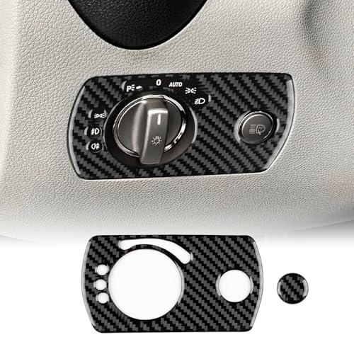KUNGKIC Für Mercedes-Benz SLK R171 2004 2005 2006 2007 2008 2009 2010 Kohlefaser Auto Scheinwerferschalter Abdeckung Aufkleber Dekorative Innenbereich Zubehör,Geschenk (Schwarz) von KUNGKIC