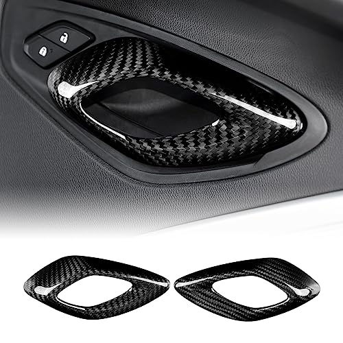 KUNGKIC Hartkohlefaser Auto Innerer Türgriff Rahmen Abdeckung Trimmen Türklinke Aufkleber Innenbereich Compatible with Chevrolet Camaro 2016 2017 2018 2019 2020 2021 2022 2023 Zubehör Schwarz von KUNGKIC