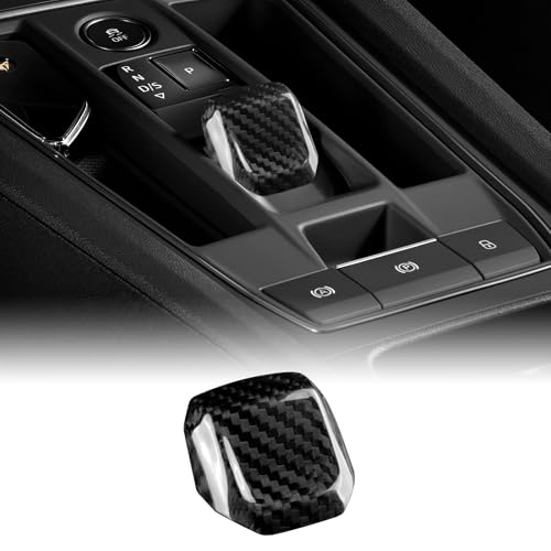 KUNGKIC Real Hartkohlefaser Auto Schaltknauf Abdeckung Für Seat Leon MK4 Cupra Leon Cupra Formentor 2020 2021 2022 2023 2024 2025 Schalthebelknauf Getriebegriff Innenbereich Zubehör (Schwarz) von KUNGKIC