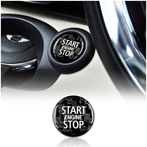 KUNGKIC Kohlefaser Auto MotorStart-Stopp-Taste Schalterabdeckung Dekorative für Mini Cooper R55 Clubman R56 R57 R58 R59 R60 Countryman R61 2007 2008 2009 2010 2012 2013 2014 Zubehör Schwarz von KUNGKIC