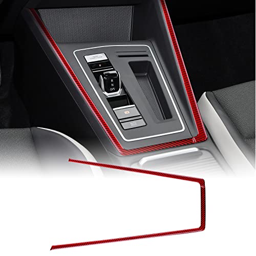 KUNGKIC Kohlefaser Auto Schalthebel Konsole Gangschaltung äußerer Rahmen Getriebe Trimmen Aufkleber Innenbereich Compatible with volkswagen vw Golf 8 2020 2021 2022 2023 Zubehör (Rot) von KUNGKIC