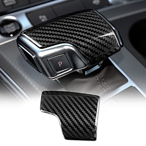 KUNGKIC Kohlefaser Auto-Schaltknauf-Abdeckung Aufkleber Innenraum Compatible with Audi A6 A7 SQ8 RS6 RS7 Q7 Q8 S8 Getrieberahmen Dekorativ Zubehör (Schwarz) von KUNGKIC