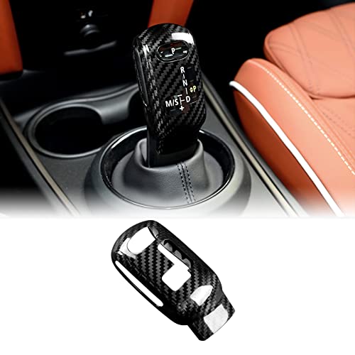 KUNGKIC Kohlefaser Auto-Schaltknauf-Abdeckung Schalthebelknauf Aufkleber Accessories Für Mini Cooper F54 F55 F56 F57 F60 Countryman 2020-2023 Getriebegriff Zubehör Innenraum Schwarz von KUNGKIC
