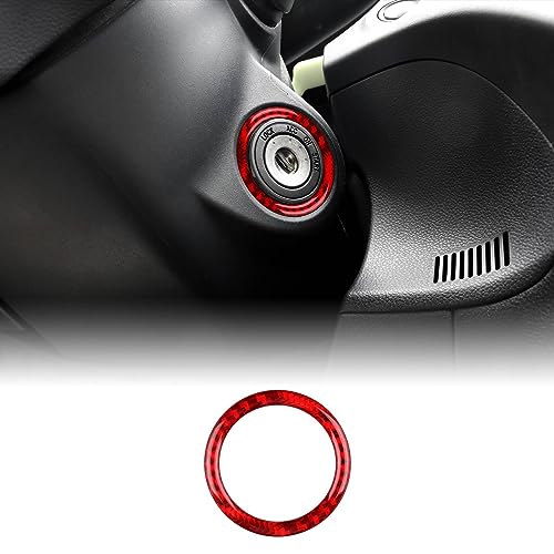 KUNGKIC Kohlefaser Auto Zündung Schlüssel Loch Rahmen Aufkleber Motor Trim Zündung Ring Trim Innenbereich Compatible with Subaru WRX 2022 2023 Zubehör Rot von KUNGKIC