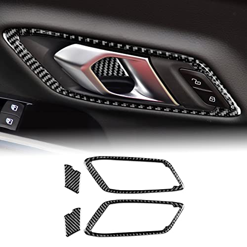 KUNGKIC Kohlefaser Autotürgriff-Rahmen Innenbereich Aufkleber Dekorativ Türinnengriff Trim Compatible with Toyota Supra GR A90 A91 MK5 2019-2022 Zubehör(Schwarz) von KUNGKIC