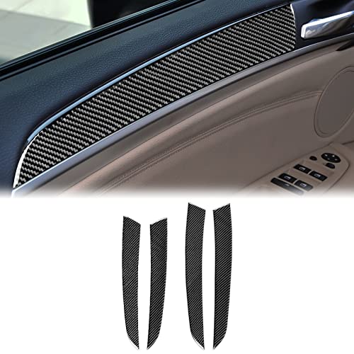 KUNGKIC Kohlefaser Innentür Auto Türgriffblendenabdeckung Zierleisten Aufkleber Türverkleidungsleisten Compatible with BMW X5 E70 2006-2013 Zubehör(Schwarz) von KUNGKIC