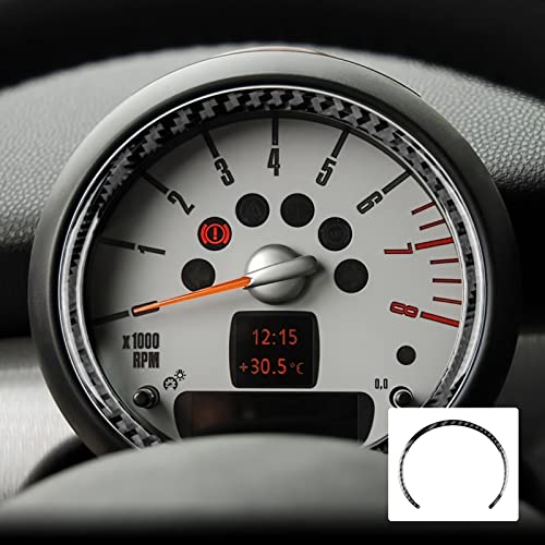 KUNGKIC Kohlefaser Tachometer Rahmen Dekorative Aufkleber Innenraum Carbon Fiber Speedometer Frame für Mini Cooper Hardtop R56 Clubman R55 R57 Zubehör Accessories 2008 2009 2010 Schwarz von KUNGKIC