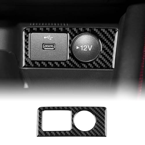 KUNGKIC Real Carbon Fiber für Ford Focus 2019 2020 2021 2022 2023 2024 2025 Zubehör Auto Center Schaltknauf USB Abdeckung Rahmen Aufkleber Innenbereich Auto Teile Geschenk (Schwarz) von KUNGKIC