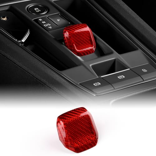 KUNGKIC Real Hartkohlefaser Auto Schaltknauf Abdeckung Für Seat Leon MK4 Cupra Leon Cupra Formentor 2020 2021 2022 2023 2024 2025 Schalthebelknauf Getriebegriff Innenbereich Zubehör (Rot) von KUNGKIC