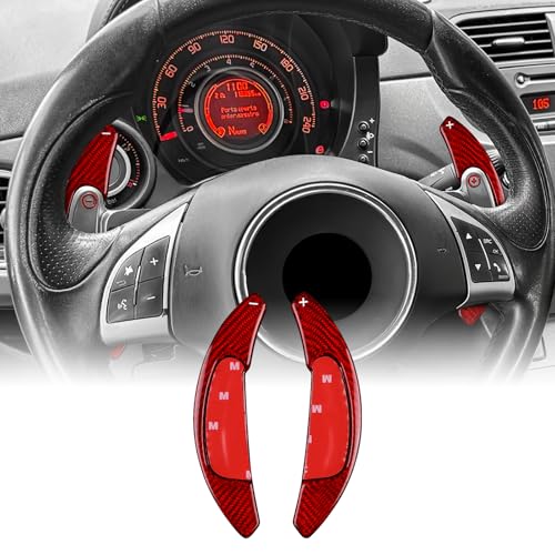 KUNGKIC für Abarth 595 695 2012-2016 2020 2021 2022 2023 2024 Zubehör Hartkohlefaser Auto Lenkrad Schaltwippe DSG-Verlängerung Innenraum Zubehör 2 Stück (Rot) von KUNGKIC