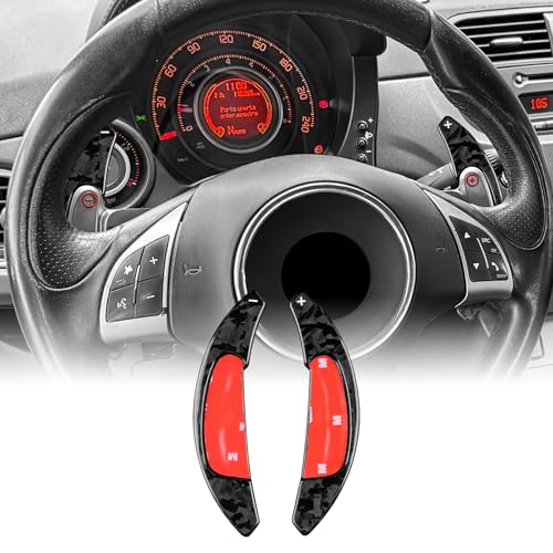 KUNGKIC für Abarth 595 695 2012-2016 2020 2021 2022 2023 2024 Zubehör Hartkohlefaser Auto Lenkrad Schaltwippe DSG-Verlängerung Innenraum Zubehör 2 Stück (Schmiedemuster) von KUNGKIC