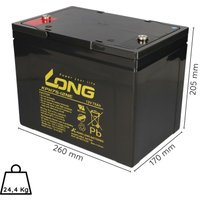 Kunglong - 2x Kung Long Bleiakku Batterie KPH75-12NE M6 12V 75Ah agm Blei Accu wartungsfrei von KUNGLONG