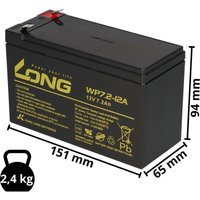 Kunglong - Akku kompatibel wolf Rasenmäher Compact Plus 34 ac 24V 2x 12V 7,2Ah agm Blei von KUNGLONG