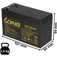 Bleiakku kompatibel UL6.5-12 UL7-12 UL7.2-12 12V 7,2 Ah F2 Accu von KUNGLONG