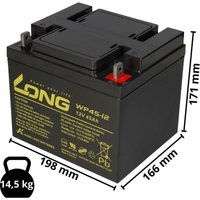 Kunglong - 2x Kung Long Akku 12V 45Ah Pb Batterie Bleigel WP45-12 vds von KUNGLONG