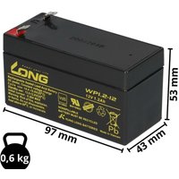 Kunglong - Bleiakku 12V 1,2Ah kompatibel Notstrom Notlicht usv agm VdS von KUNGLONG