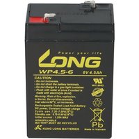 Kung Long WP4.5-6 Blei Akku 6 Volt 4,5Ah mit Faston 4,8mm passend Handlampen von KUNGLONG