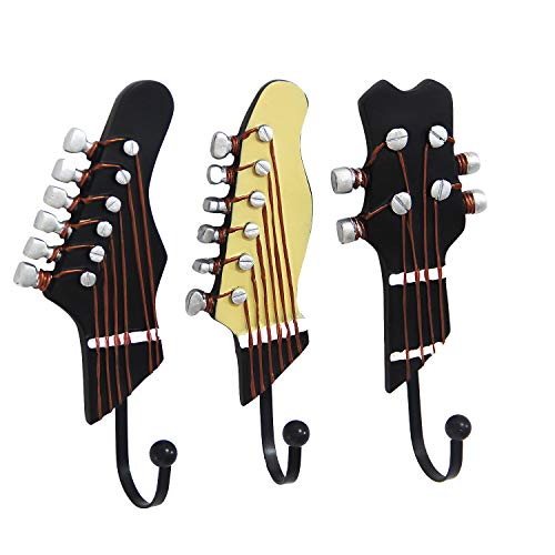 KUNGYO vintage gitarre geformt dekorative haken rack kleiderbügel für hängenden kleidung mäntel handtücher schlüssel hüte metall harz haken wand montiert schwere (3-Pack) von KUNGYO